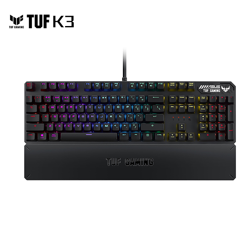  TUF K3 机械键盘 有线游戏键盘 带掌托 机械红轴