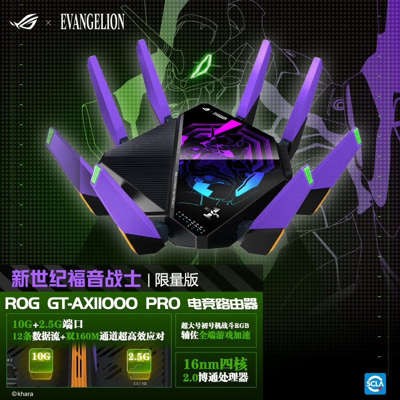 ROG GT-AX11000 Pro EVA 八爪鱼 进化旗舰级路由10G+2.5G WAN/LAN自定义网口